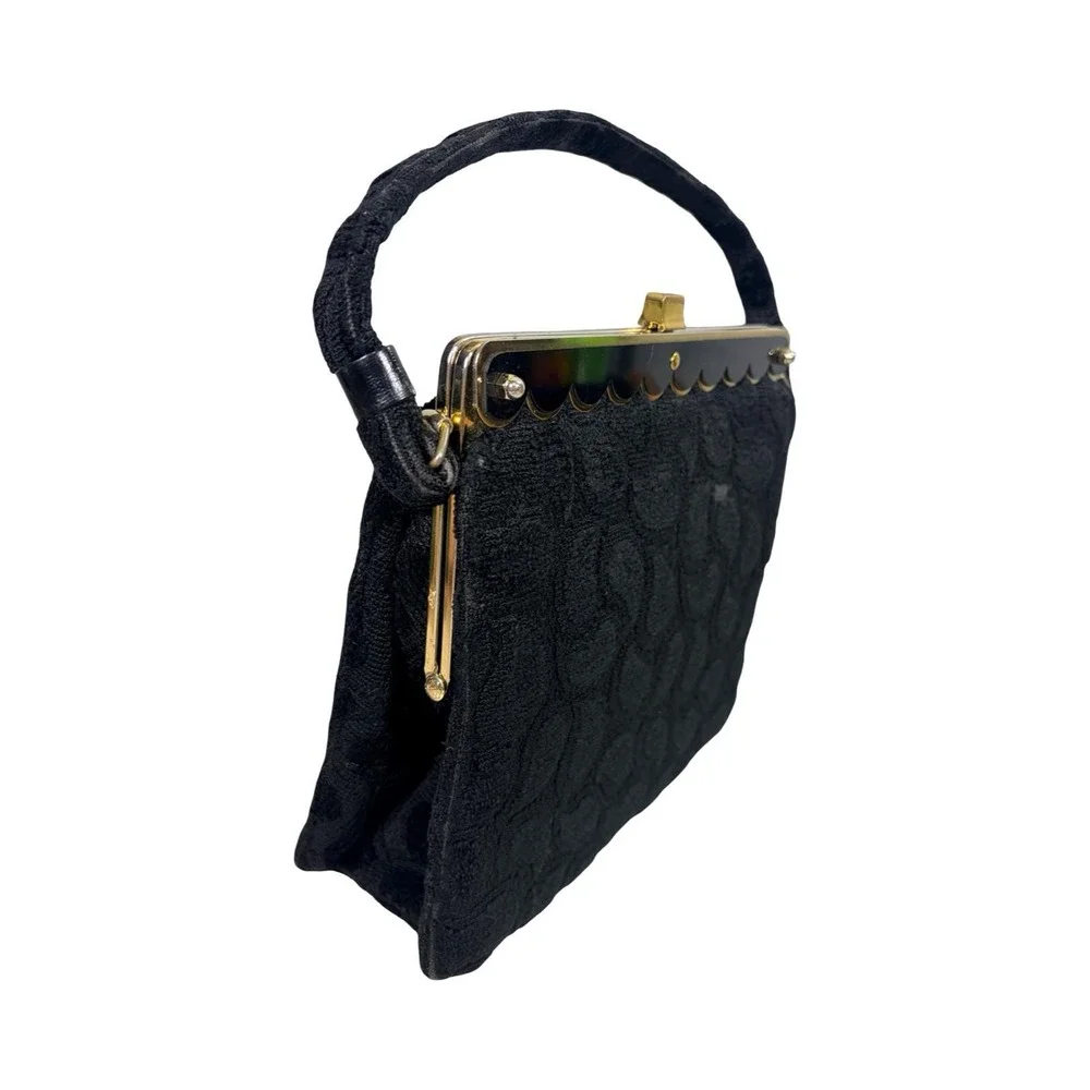 Kadin Women's Vintage Class Black Tapestry Evening Bag Purse‎ 1950's Made In USA